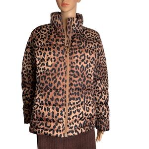 Lands' End Leopard Print Women’s quilted winter jacket Size LP